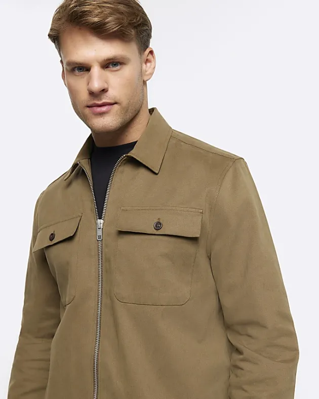 River Island regular fit zip up overshirt< Shirts