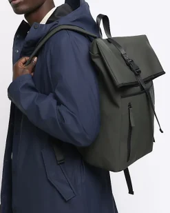 River Island rubberised roll top backpack< Bags