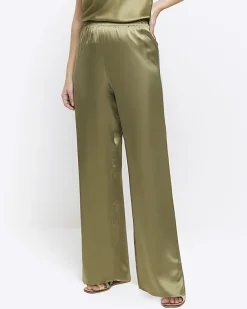 River Island satin pull on wide leg trousers< Trousers