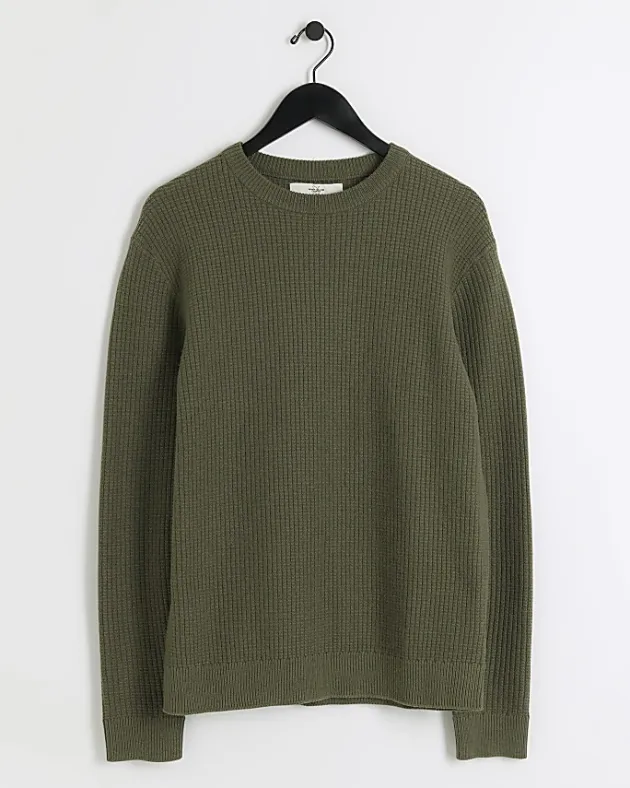 River Island slim fit waffle texture jumper< Jumpers & Cardigans