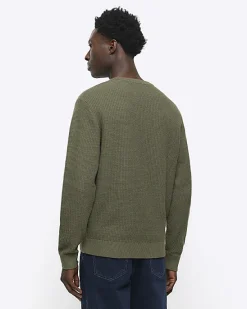 River Island slim fit waffle texture jumper< Jumpers & Cardigans