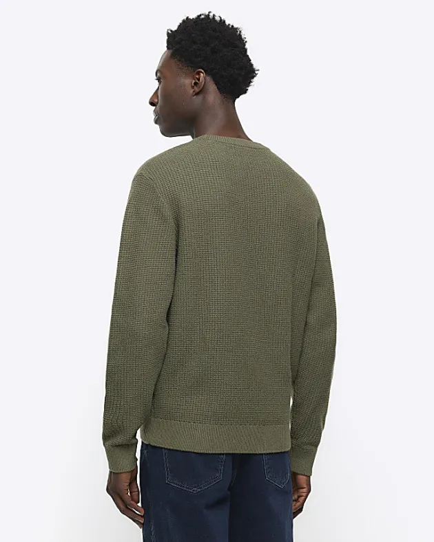 River Island slim fit waffle texture jumper< Jumpers & Cardigans