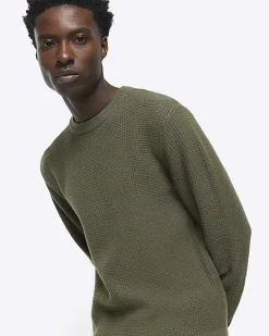 River Island slim fit waffle texture jumper< Jumpers & Cardigans