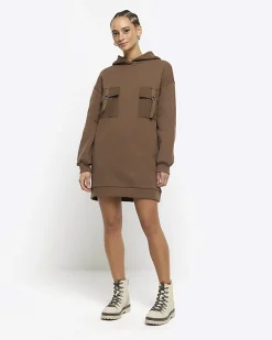 River Island utility hooded sweatshirt mini dress< Dresses