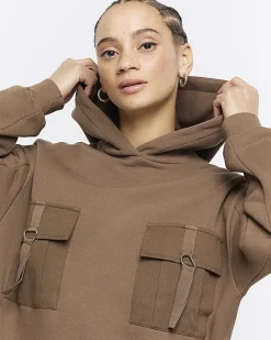 River Island utility hooded sweatshirt mini dress< Dresses