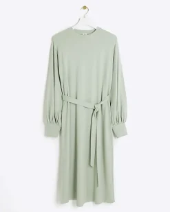 River Island Light tie waist sweatshirt midi dress< Dresses