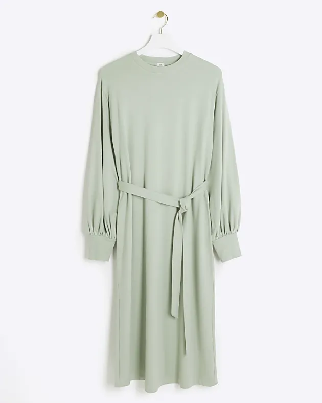 River Island Light tie waist sweatshirt midi dress< Dresses