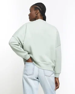 River Island Light Green zip up bomber sweatshirt< Loungewear