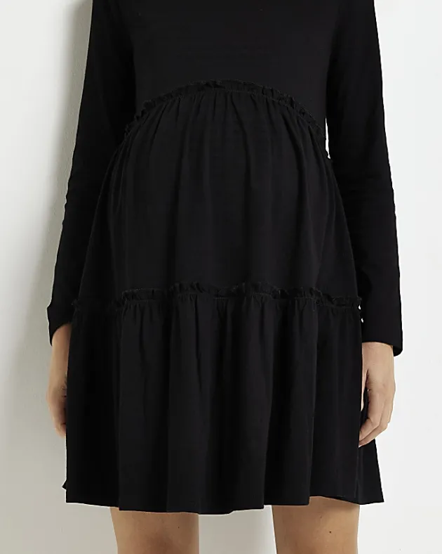 River Island Maternity long sleeve frill mini dress< Maternity