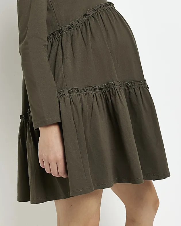 River Island Maternity long sleeve frill mini dress< Maternity