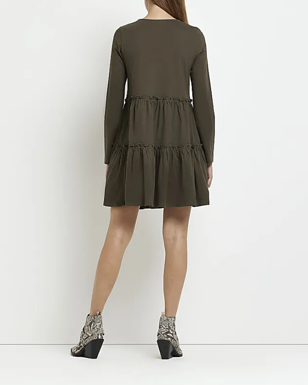 River Island Maternity long sleeve frill mini dress< Maternity