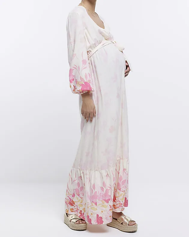 River Island Maternity front wrap floral maxi Dress< Maternity