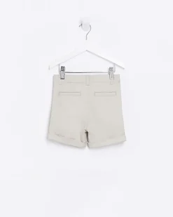 River Island Mini Boys Beige Stretch Chino Shorts< 5 - 8 Yrs