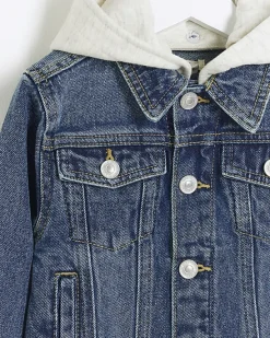 River Island Mini boys hooded denim trucker jacket< 5 - 8 Yrs