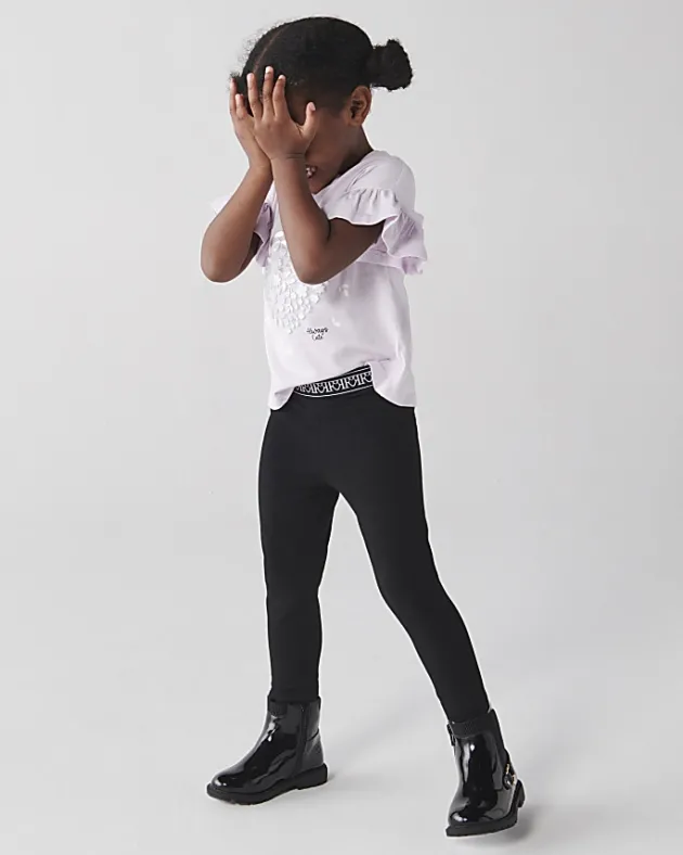 River Island Mini girls heart waistband leggings< 3 - 5 Yrs