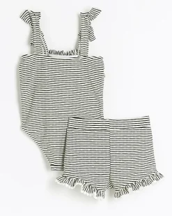 River Island Mini girls stripe frill swimsuit set< 3 - 5 Yrs