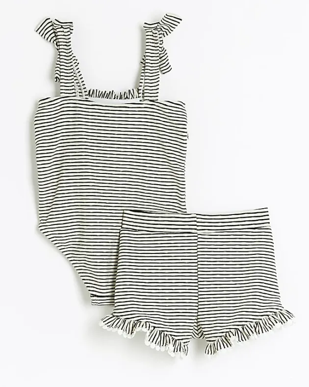 River Island Mini girls stripe frill swimsuit set< 3 - 5 Yrs