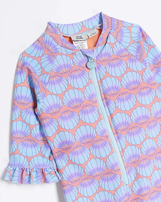 River Island Mini girls coral sun safe rash suit< 3 - 5 Yrs