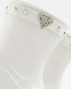 River Island Mini girls RI heart pearl wellie boots< 3 - 5 Yrs