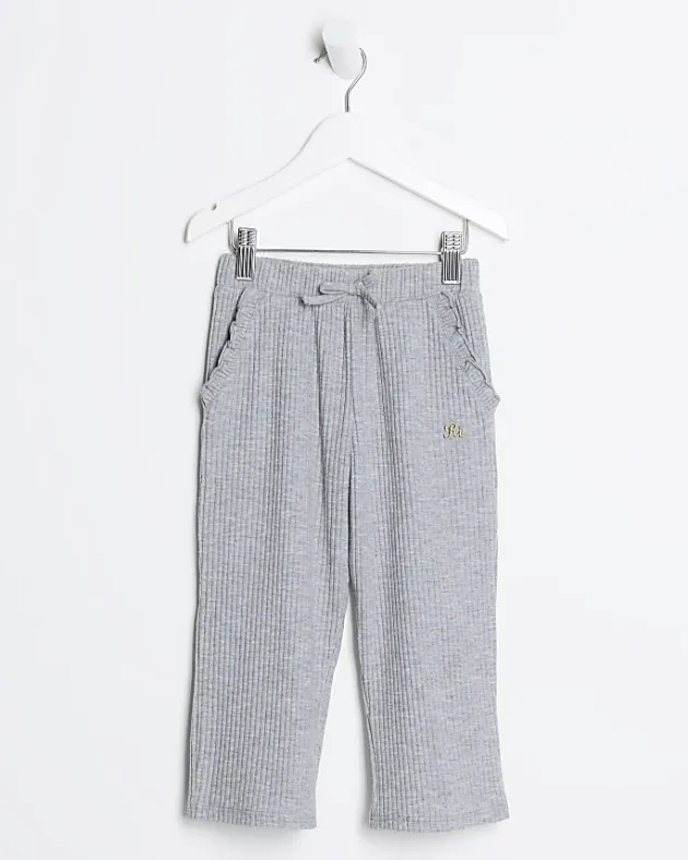 River Island Mini girls rib wide leg joggers< 3 - 5 Yrs