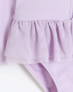 River Island Mini Girls Lilac Butterfly Frill Swimsuit< 3 - 5 Yrs