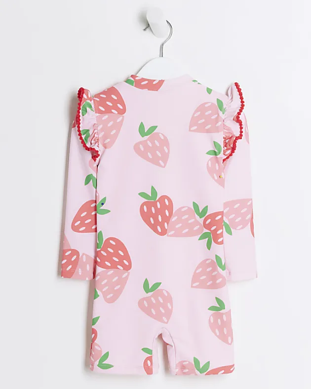 River Island Mini girls strawberry swimsuit set< 3 - 5 Yrs
