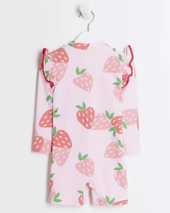 River Island Mini girls strawberry swimsuit set< 3 - 5 Yrs