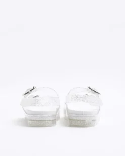River Island Mini girls silver glitter heart jelly sandals< Shoes & Boots