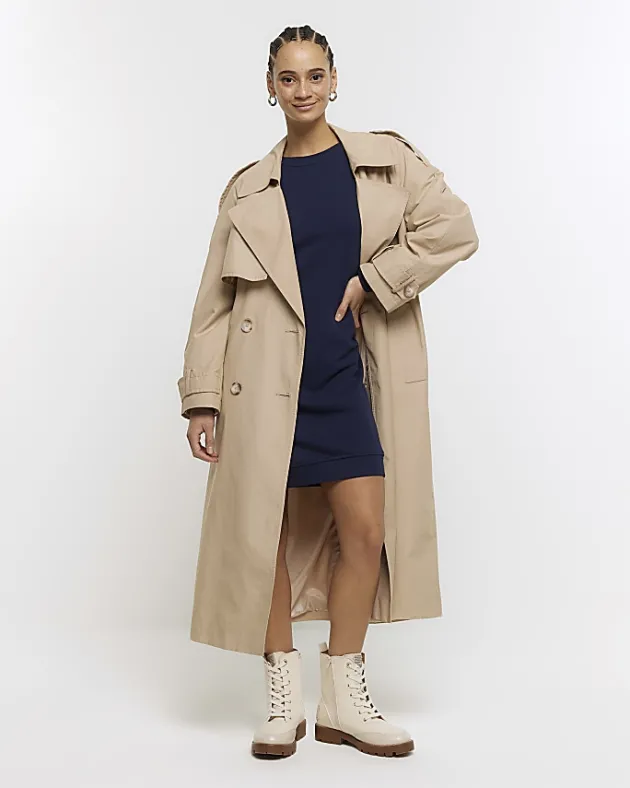 River Island Navy button detail sweatshirt mini dress< Dresses