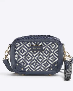 River Island Navy Geometric Woven Cross Body Bag< Bags, Purses & Luggage