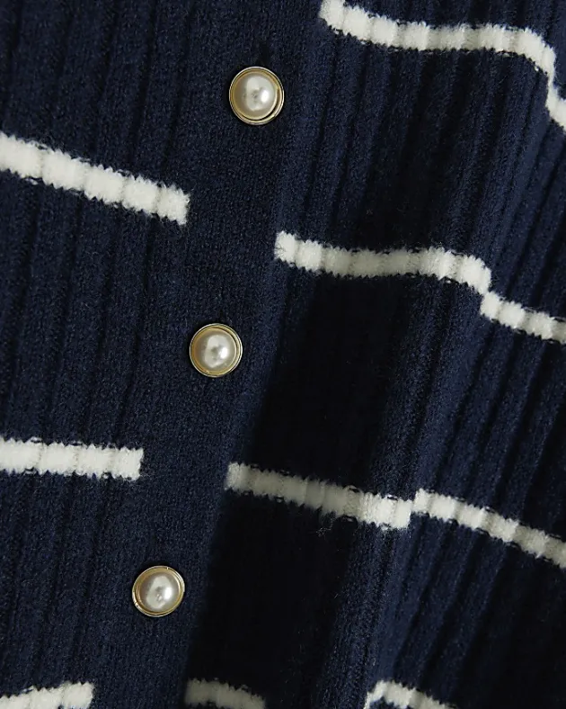 River Island Navy knit stripe bodycon midi dress set< Dresses