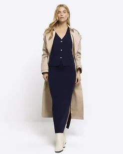 River Island Navy knit waistcoat< Co-ord Sets