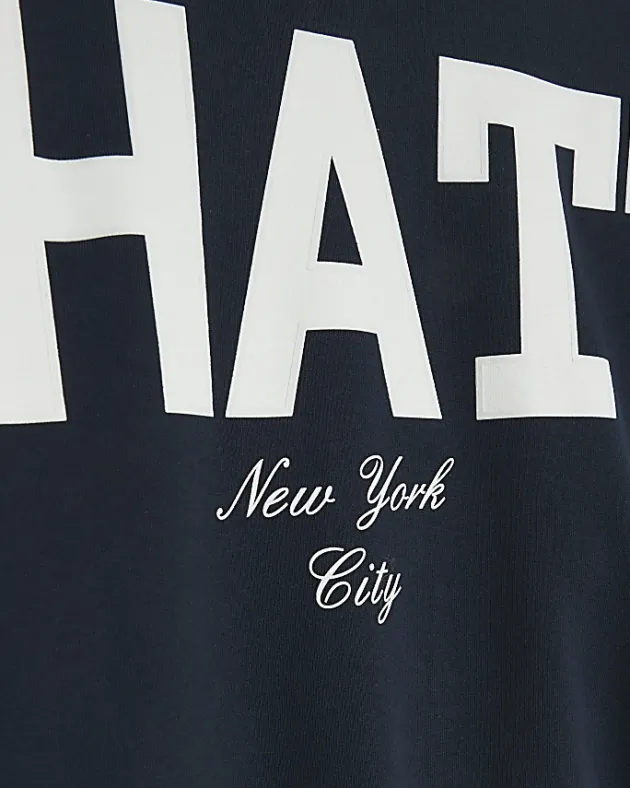 River Island Navy Manhattan graphic sweatshirt< Loungewear