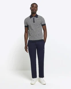 River Island muscle fit geo polo t-shirt< Polo Shirts