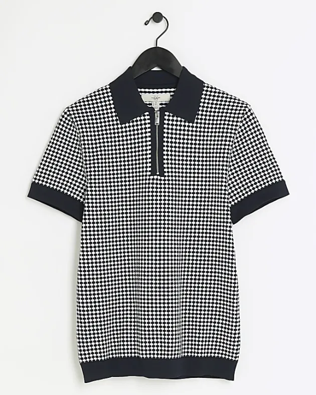 River Island muscle fit geo polo t-shirt< Polo Shirts