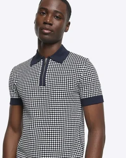 River Island muscle fit geo polo t-shirt< Polo Shirts