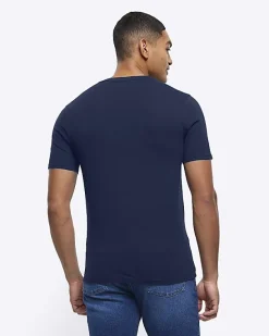 River Island muscle fit V neck t-shirt< Essentials