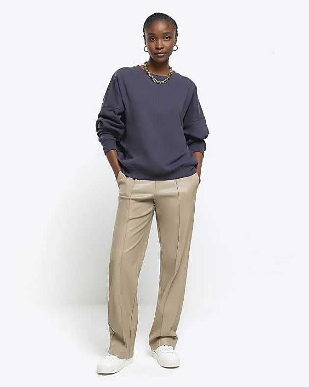 River Island Navy oversized sweatshirt< Loungewear