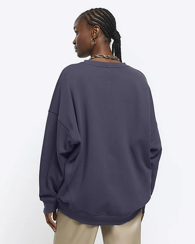 River Island Navy oversized sweatshirt< Loungewear