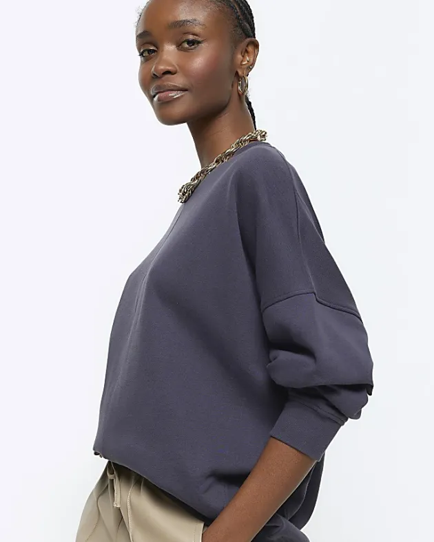 River Island Navy oversized sweatshirt< Loungewear