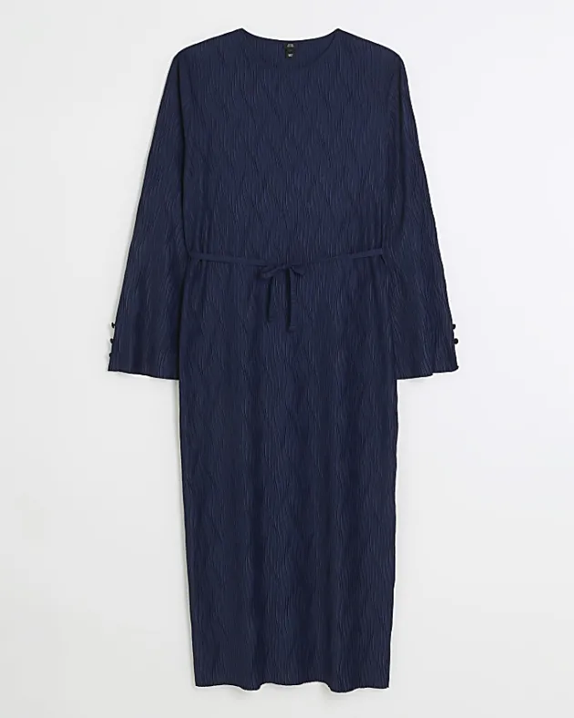 River Island Navy plisse belted bodycon mini dress< Dresses