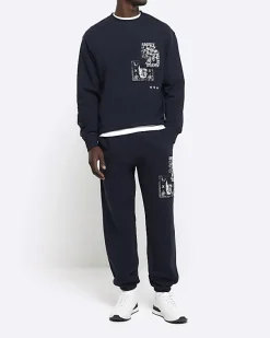 River Island regular fit gothic graphic sweatshirt< Tracksuits