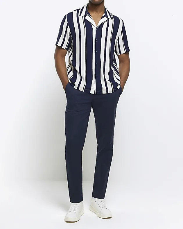 River Island regular fit stripe revere shirt< Shirts