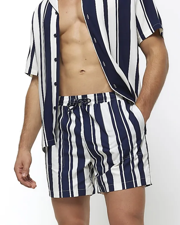 River Island regular fit stripe swim shorts< Shorts