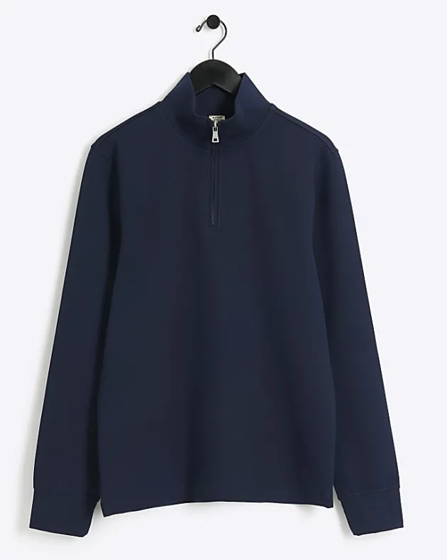 River Island slim fit textured funnel sweatshirt< Tracksuits