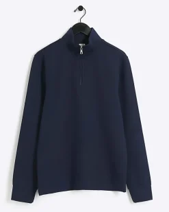 River Island slim fit textured funnel sweatshirt< Tracksuits