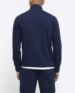 River Island slim fit textured funnel sweatshirt< Tracksuits