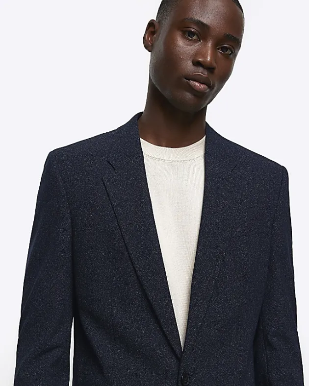 River Island slim fit textured suit jacket< Suits