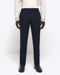 River Island slim fit textured suit trousers< Trousers