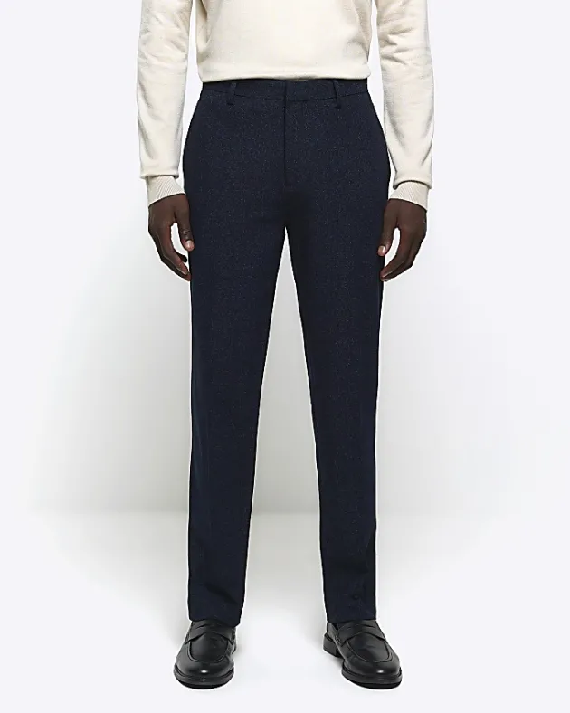 River Island slim fit textured suit trousers< Trousers